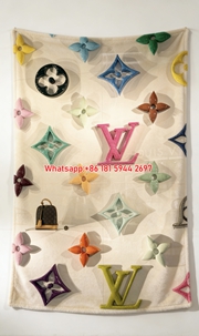 Colorful LV Monogram Flannel Blanket 430